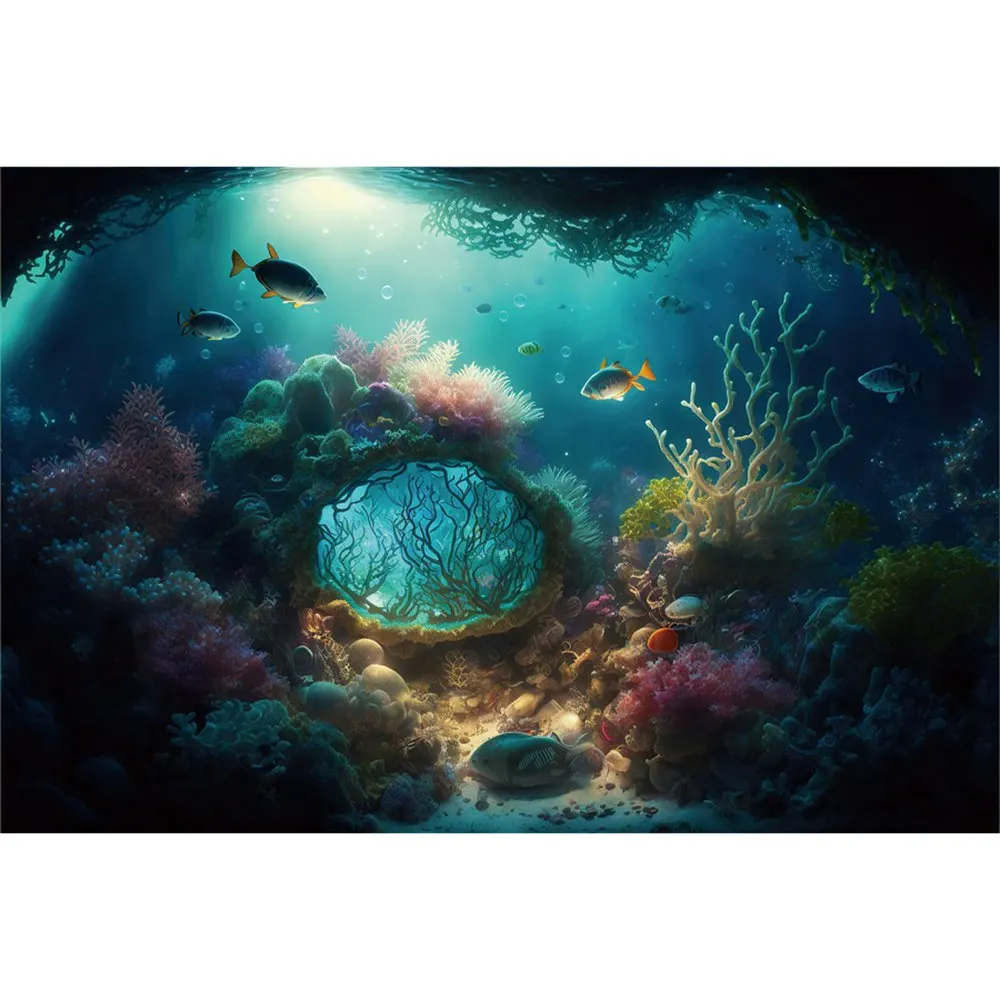 Fantasia Fotografia Submarina Backdrops Decors Partido Corais do fundo do mar Peixe Paisagem Custom Baby Photozone Photo Booth Fundos