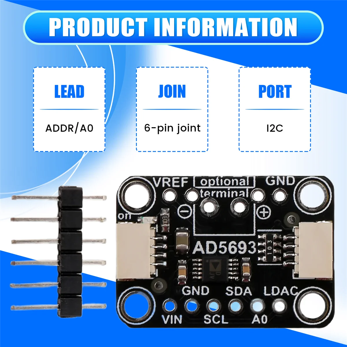 AD5693R Placa de conexión Interfaz I2C Módulo de 16 bits Compatible con STEMMA QT Qwiic-AB01