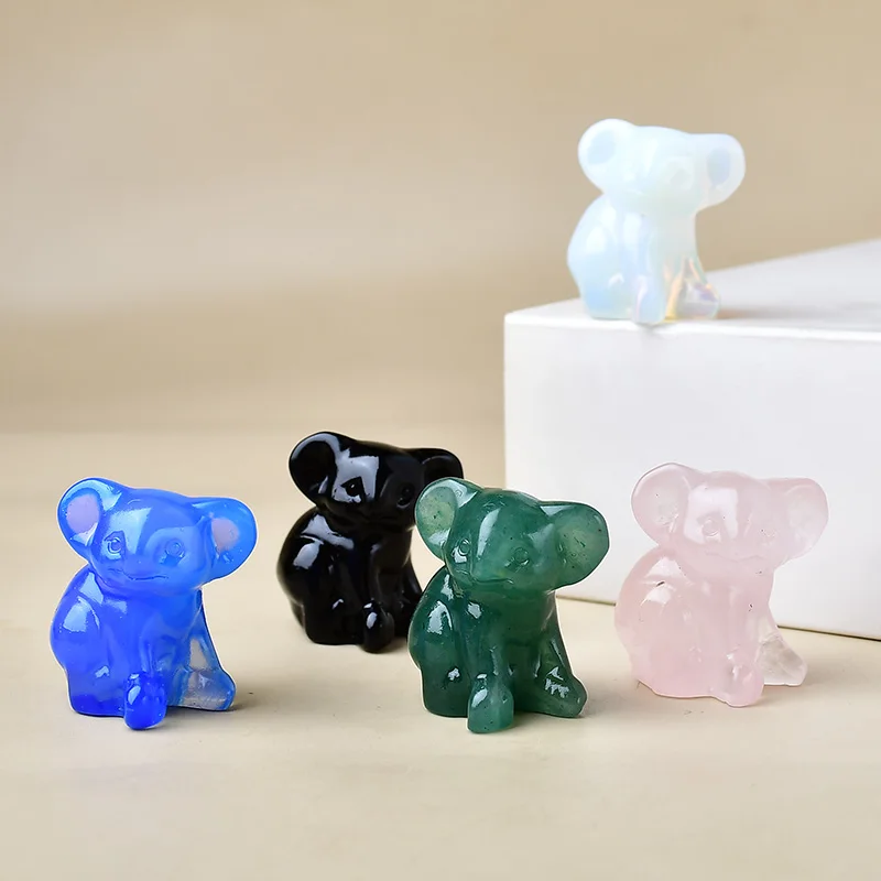 Natural crystal carved koala，a perfect choice for home decoration as a crystal gift ornament, a great option for healing crystal