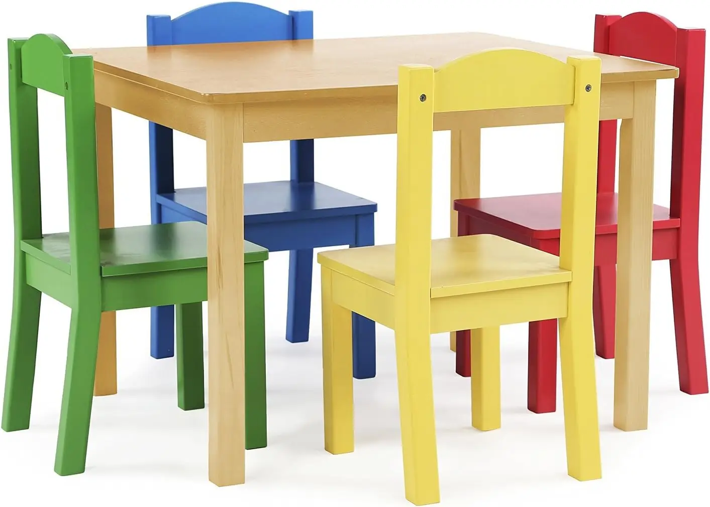 Kindertisch und 4-Stühle-Set aus Holz für Kleinkinder, stabiler Aktivitätstisch für Kunsthandwerk, Snackzeit