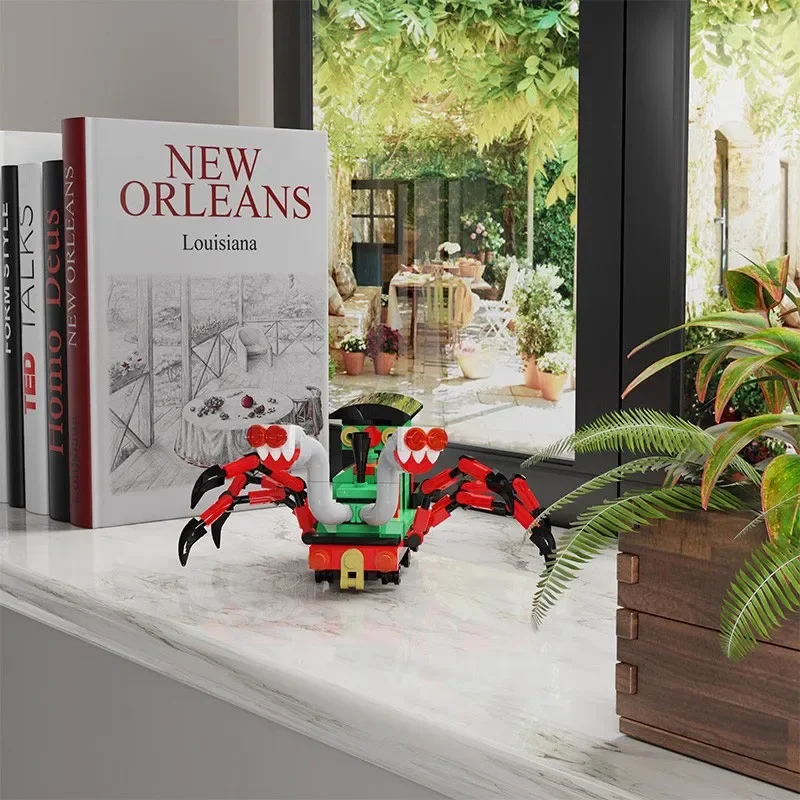 سلسلة الرسوم المتحركة الإبداعية متغير الوحش الأخضر قطار العنكبوت اللبنات MOC الإرهاب الجحيم قطار نموذج لتقوم بها بنفسك لعبة طفل هدية عيد ميلاد