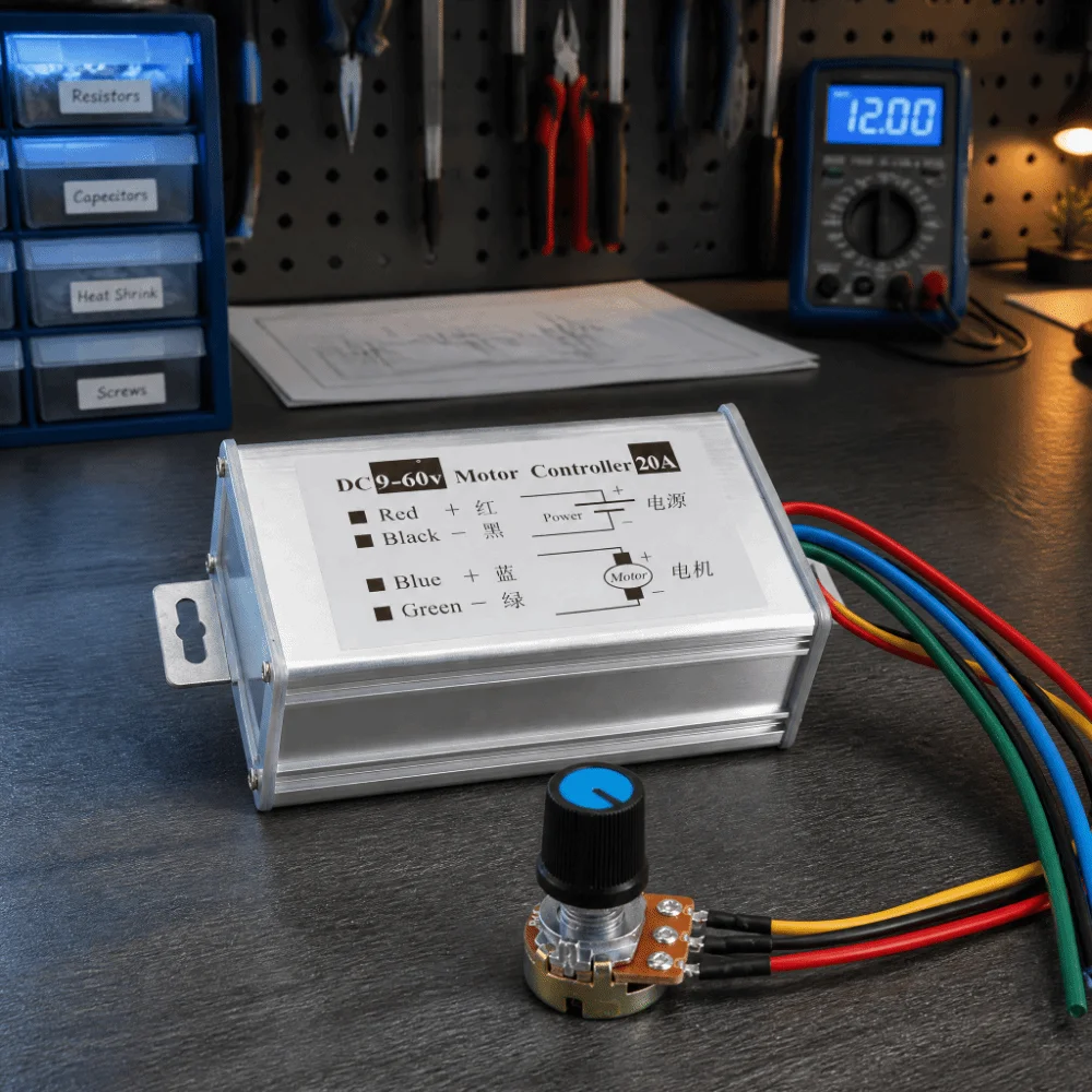 20A DC Motor Speed Controller Potentiometer Control Stepless Variable Speed Variable Speed Regulator 9-60V DC