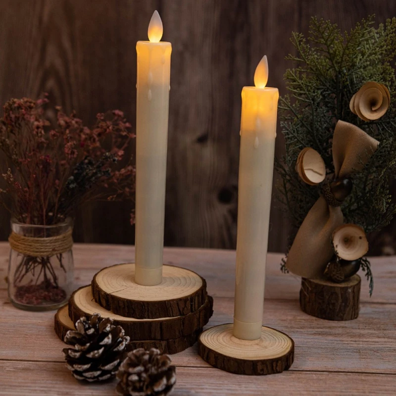 LED Flameless Taper Candles Battery Operated Flickering Flame Handheld Candlesticks Decor for Christmas Birthday Wedding Party