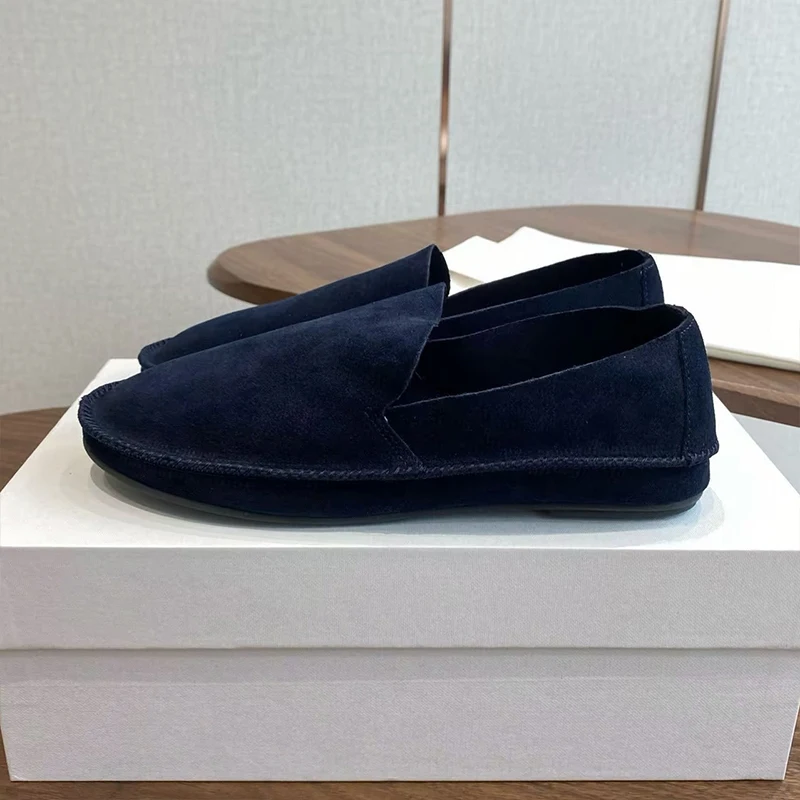 Suede Round Toe Lazy Loafers Women's Simple Versatile Soft Soled Flat Shoes Spring Autumn Vacation Walking Shoes Driving Shoes