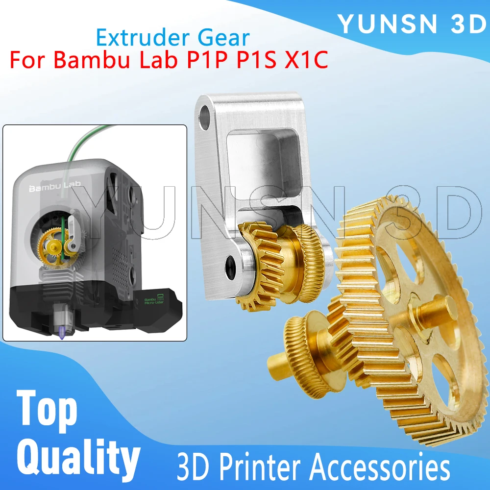 

Extruder Gear For Bambu Lab P1P P1S X1C Hardened Steel Helical Claw Gear RNC Nano-Coated Gear Kit High Strength For P1S P1P