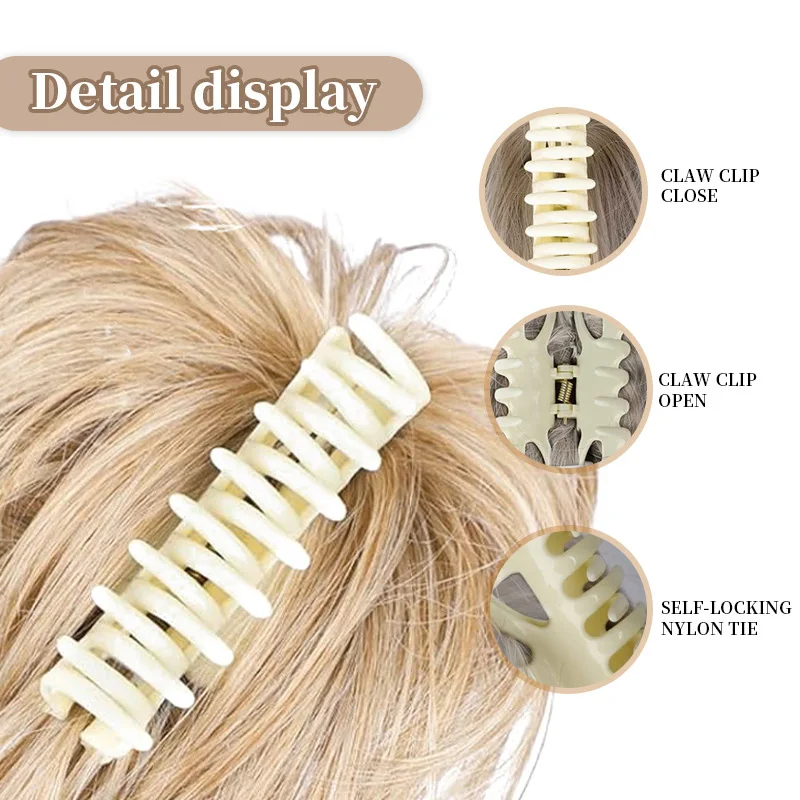 Women 9.8 inch Wig Hair Bundles  Short Ponytail Messy Fluffy Bird's Nest High Temperature Synthetic Fiber Hair for Adding Volume