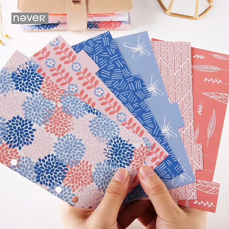 Never Geometry Petals Spiral Notebook Index Dividers A6 Planner Accessories For Filofax Dokibook Gift Stationery School-supplies