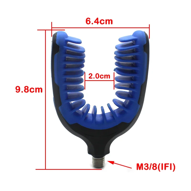 1pc Carp Fishing Rod Rest Head M3/8 (IFI) Red/Blue Head Gripper Rod Grips For Fishing Alarm M3/8 (IFI) Tackle Accessories