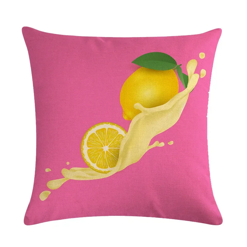 Lemon Strawberry Milk Plant Linen Pillowcase Fruit Cushion Cover Car Sofa Decorative Cushion Cover 45*45cm