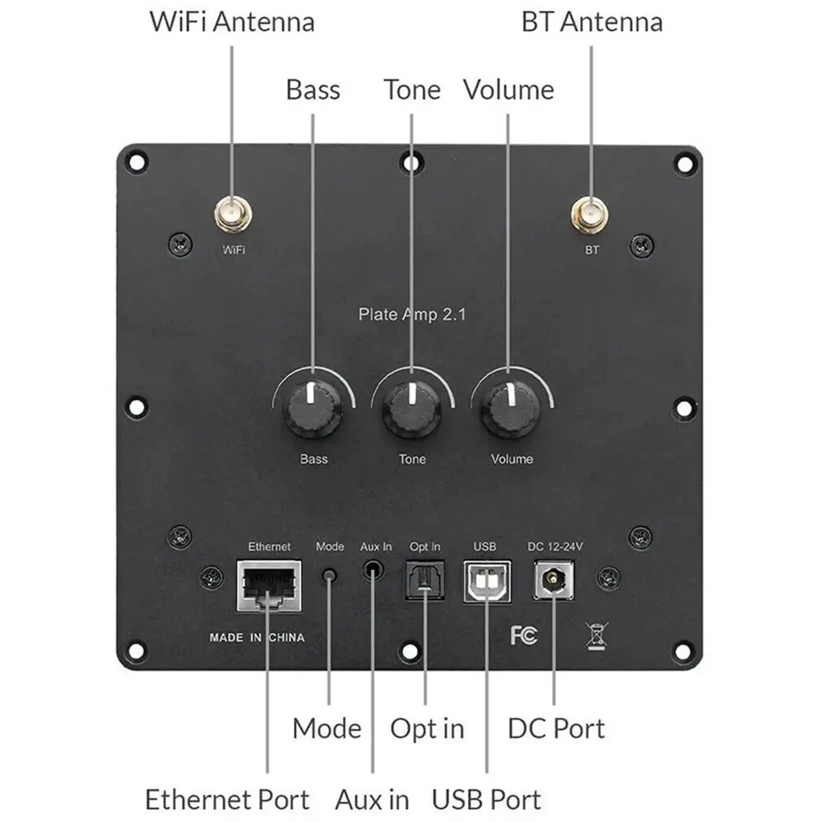 2.1 Multiroom Wireless Soundbar Home Theater System, 2.1 Channel WiFi Bluetooth Plate Amplifier for TV, Music Streaming