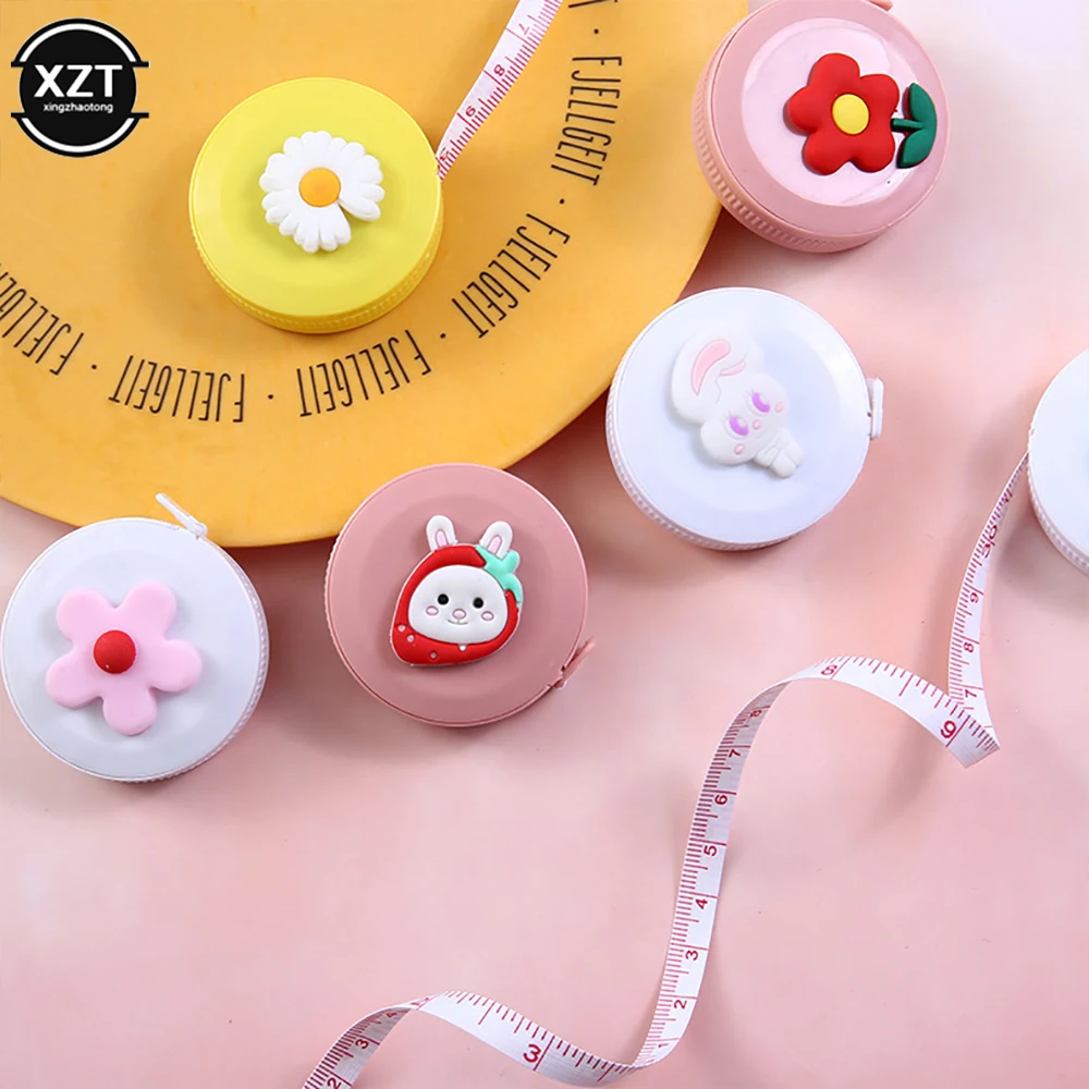 Cartoon Mini Tapeline with Cute Fruits Animals Tape Multi-function Portable Soft Ruler Student Measure Tool Sewing Gadget