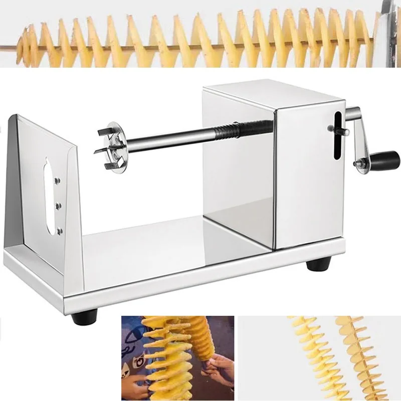 Manual Spiral Potato Cutter Stainless Steel Tornado Twister with 2 Blades for Curly Fries DIY Potato Slicer for Home Kitchen BBQ