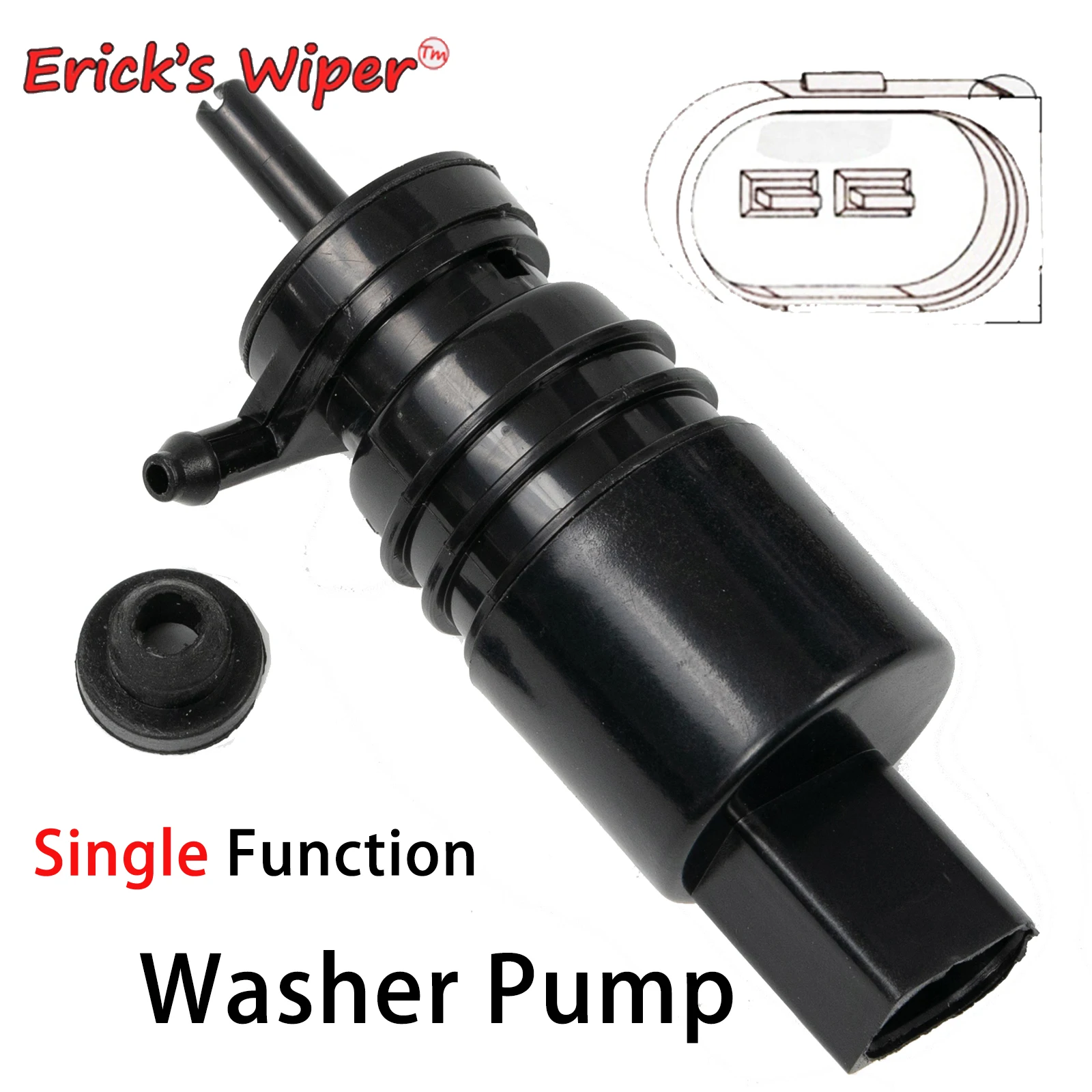 Erick\'s Wiper Front Windshield Windscreen Wiper Washer Pump Motor with Grommet For BMW E60 E61 E65 E66 E82 E90 E88 E91 E92