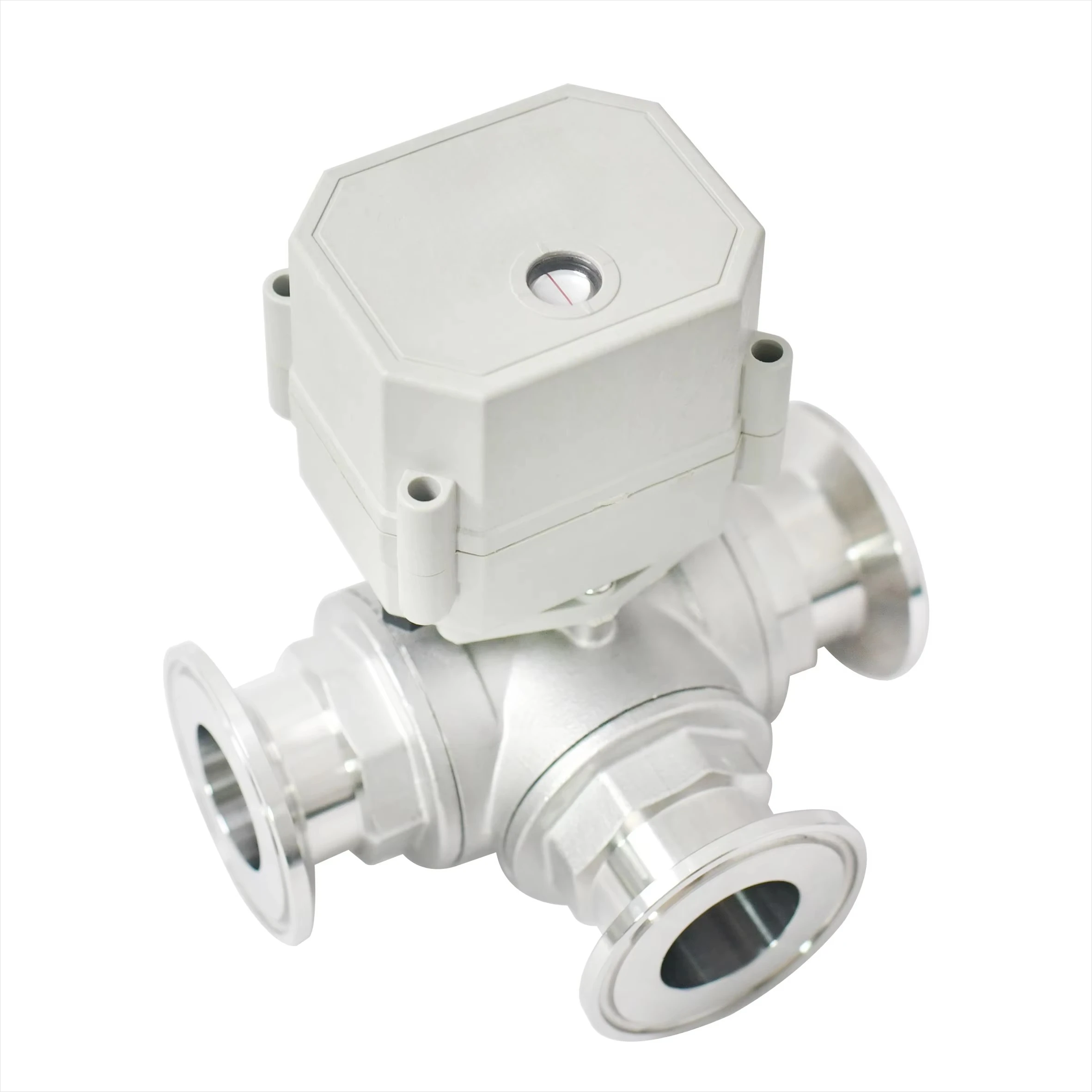 AC110-230V CR303 ON-OFF Electric Ball Valve 3-Way L Type Tri-Clamp High for Water Oil Pneumatic OEM Customizable