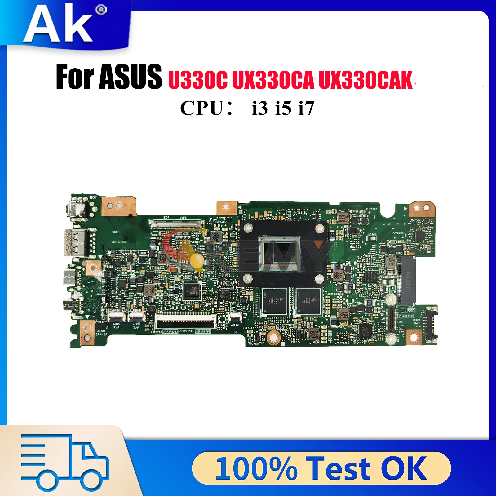 

UX330CA Laptop Motherboard For ASUS ZenBook UX330C UX330CA U330C UX330CAK Notebook Mainboard With i3 i5 i7 CPU 100% tests OK stk