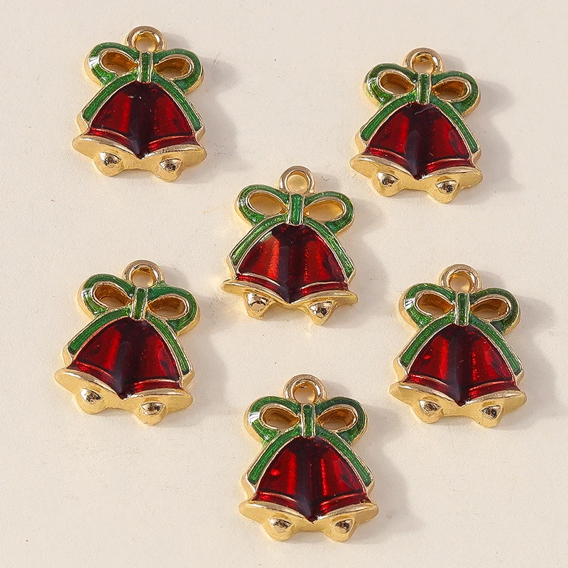 

20pcs 13x16mm Cute Enamel Christmas Bell Charms Pendants for Jewelry Making Necklaces Earrings Bracelet Accessories DIY Gifts