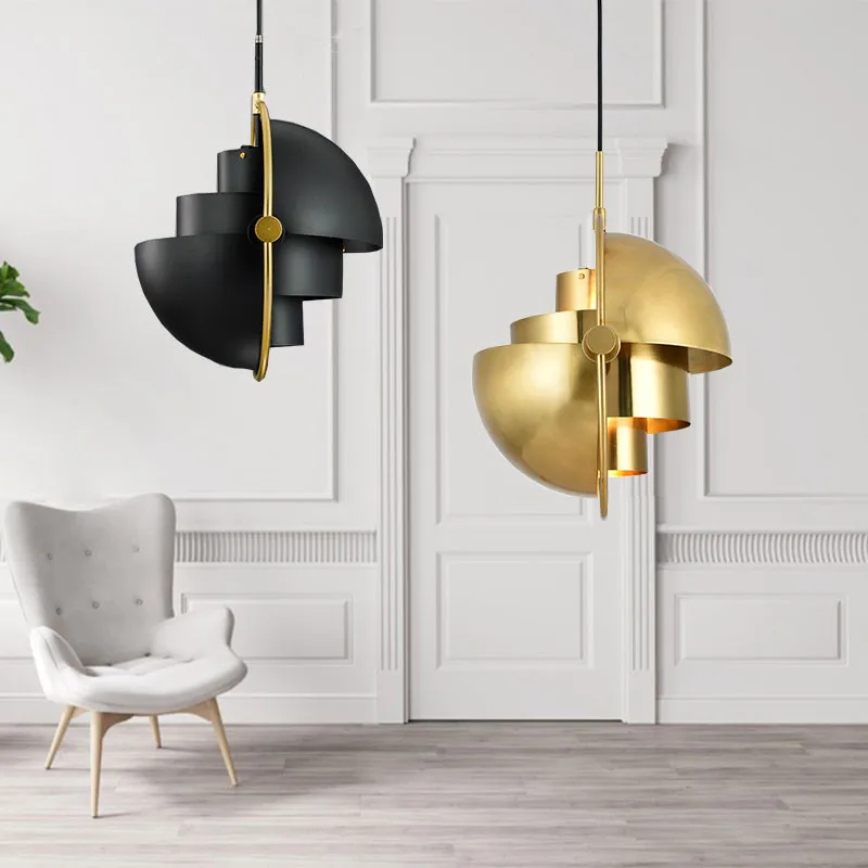 Danish Designer Led Pendant Light Gold Deformable Iron Hanging Lamp for Dining Room Kitchen light Home Decor Lighting Fixtures