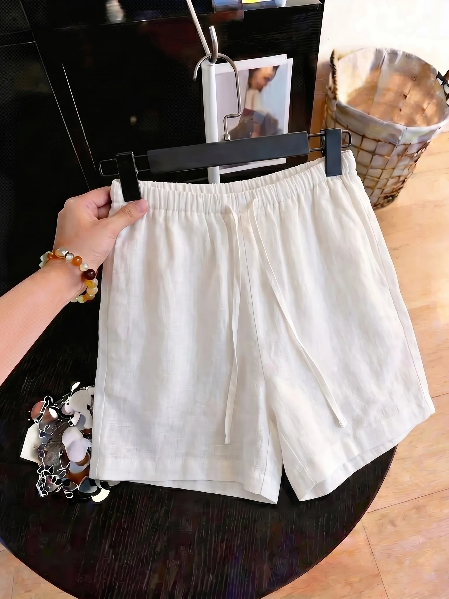 

Summer 2026 Women's Loose Casual Pure Color Versatile Wide Leg Pants Commute Style Natural Waist Elastic Hem Daily Wear