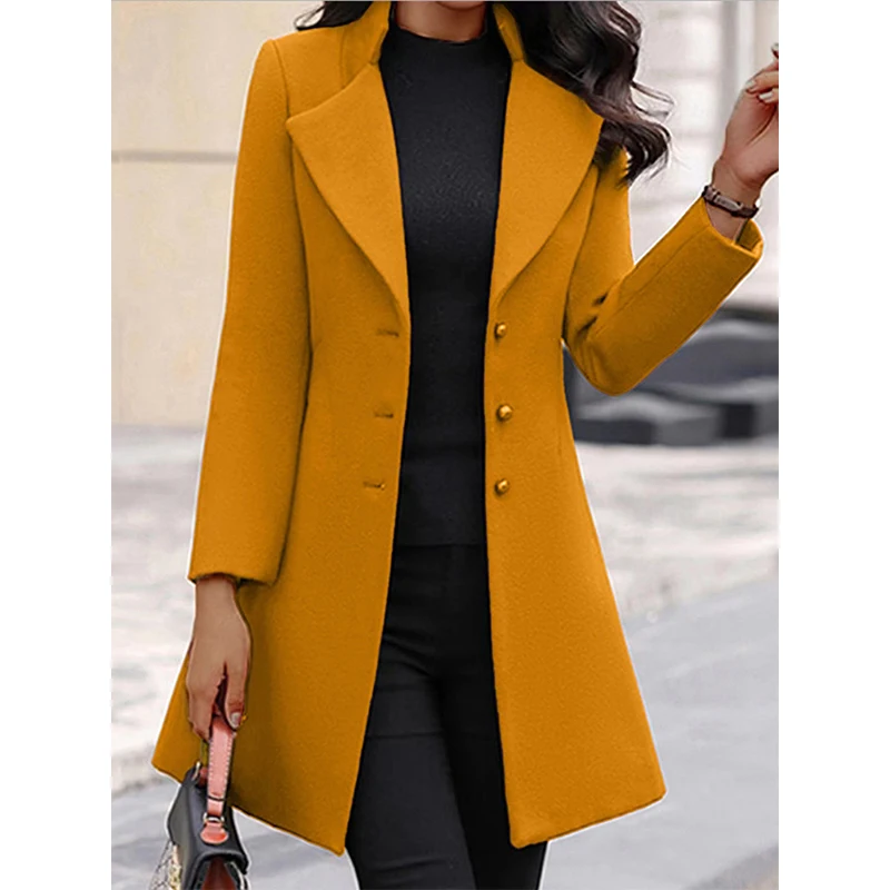 Autumn Winter Women\'s Korean Fashion Elegant Wool Blended Coat Lady Temperament All-match Cardigan Top Female Slim Long Outwear