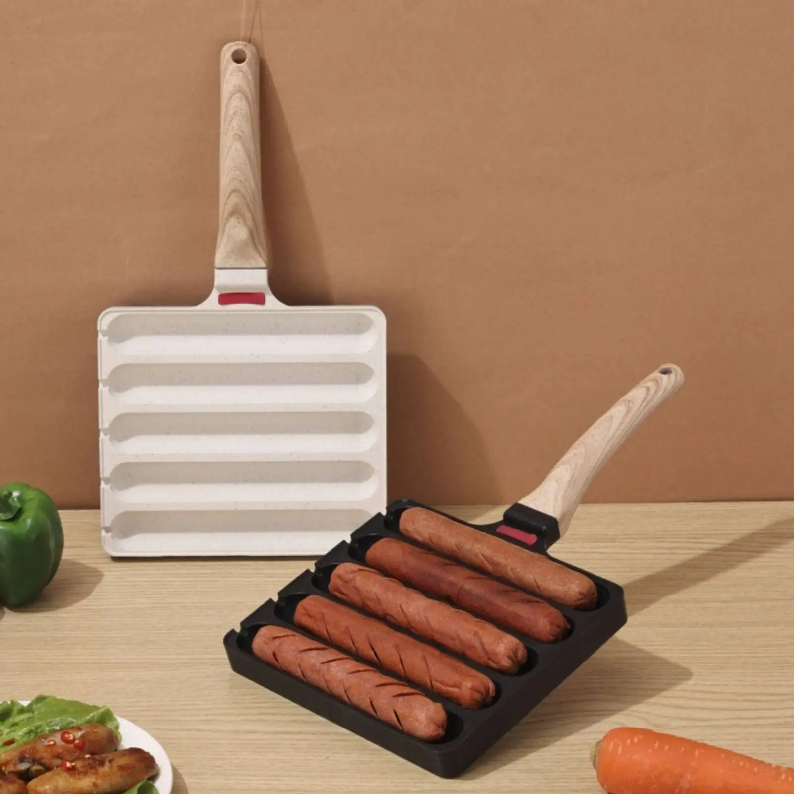 5-Slot Hot Dog Skillet Non Multi-Compartment Hot Dog Pan Nonstick Frankfurter Grill Pan for Campers, Camping, Outdoor, Travel