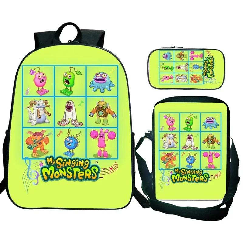 

3Pcs My Singing Monsters Backpack Children Boy School Bag for Teenage Kids Backpack Anime Travel Backpack Pencil Bag