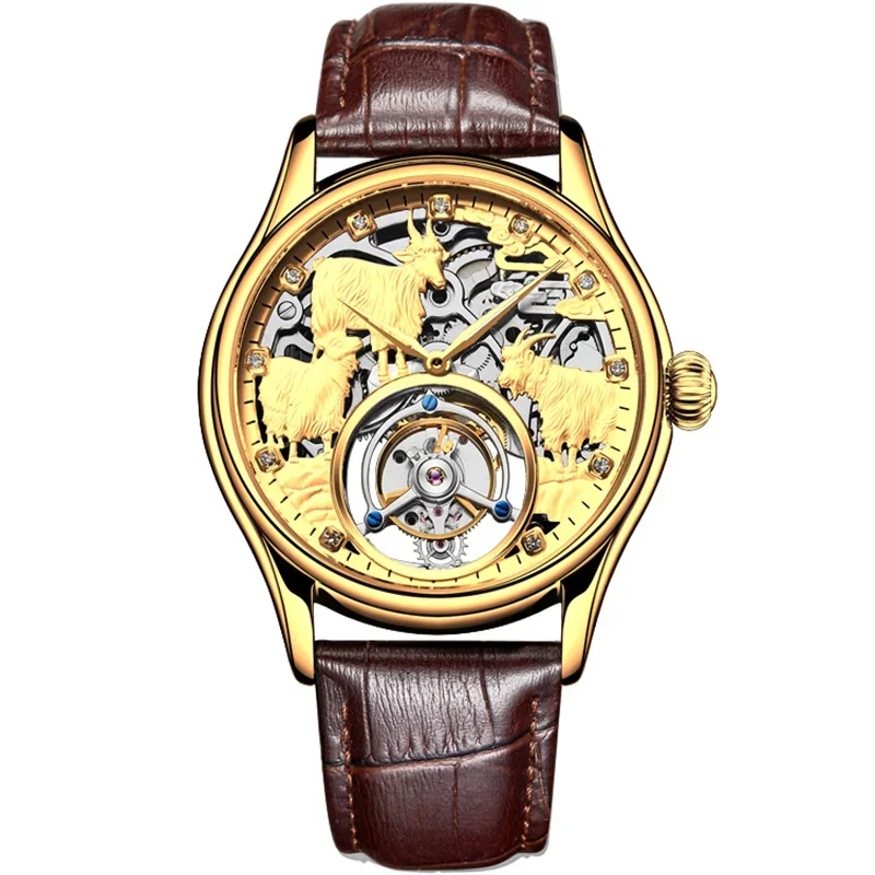 Aesop 2025 Men Automatic Watch Skeleton Tourbillon Leather Watch for Men Wristwatch Man Luxury Brand Clock Mechanical Watch Man