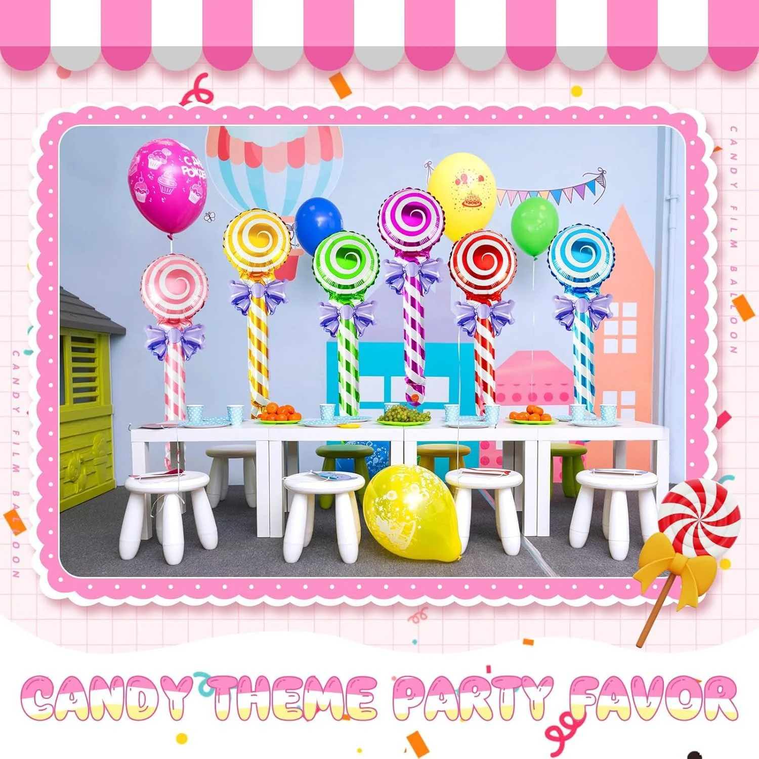 6 Stück Folienballons mit Lollipop-Motiv, Geschenk für Hochzeit, Geburtstag, Partydekoration, Kindertag, Muttertag – Detail 15