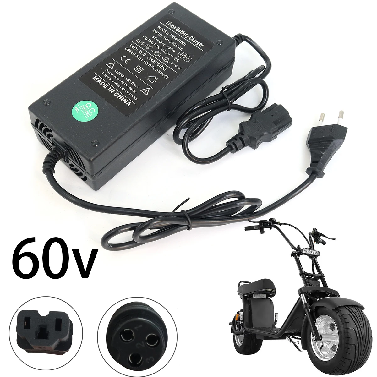 Lithium Battery Electric Car Charger 48V 60V Electric Car Lithium Ion 48V2A Electric Scooter General for Little Citycoco