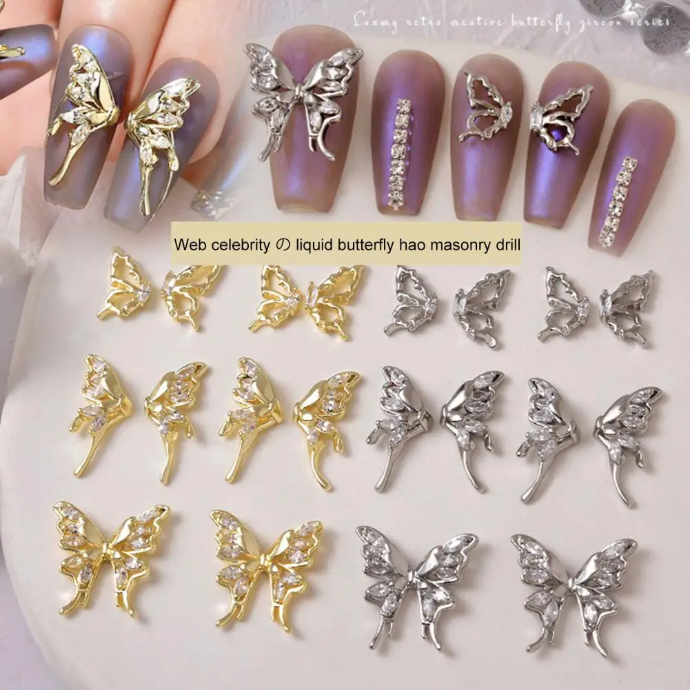 Nail Rhinestone 1Pc Beautiful Cubic Zirconia Gift  3D Butterfly Wing Jewelry Nail Art Decoration for Women