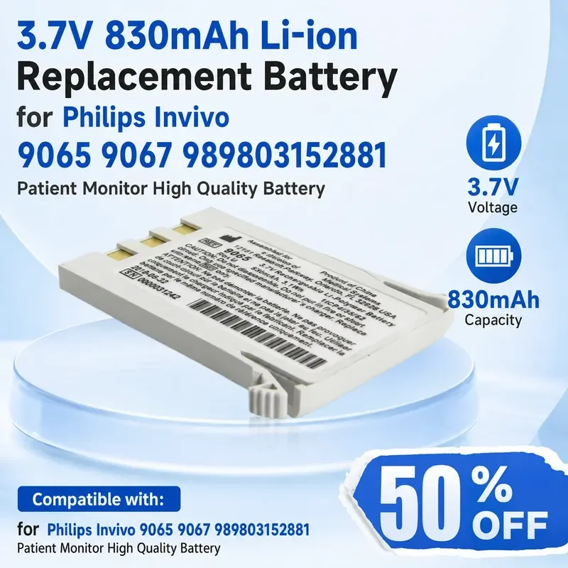 

3.7V 830mAh Li-ion Replacement Battery for Philips Invivo 9065 9067 989803152881 Patient Monitor High Quality Battery
