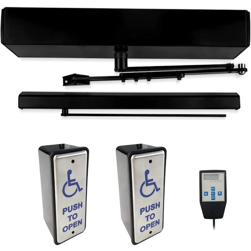 Black Automatic Swing Door Accessible Door Opener Olide-120B with 2 Wired Slim Accessible Buttons Olide-515