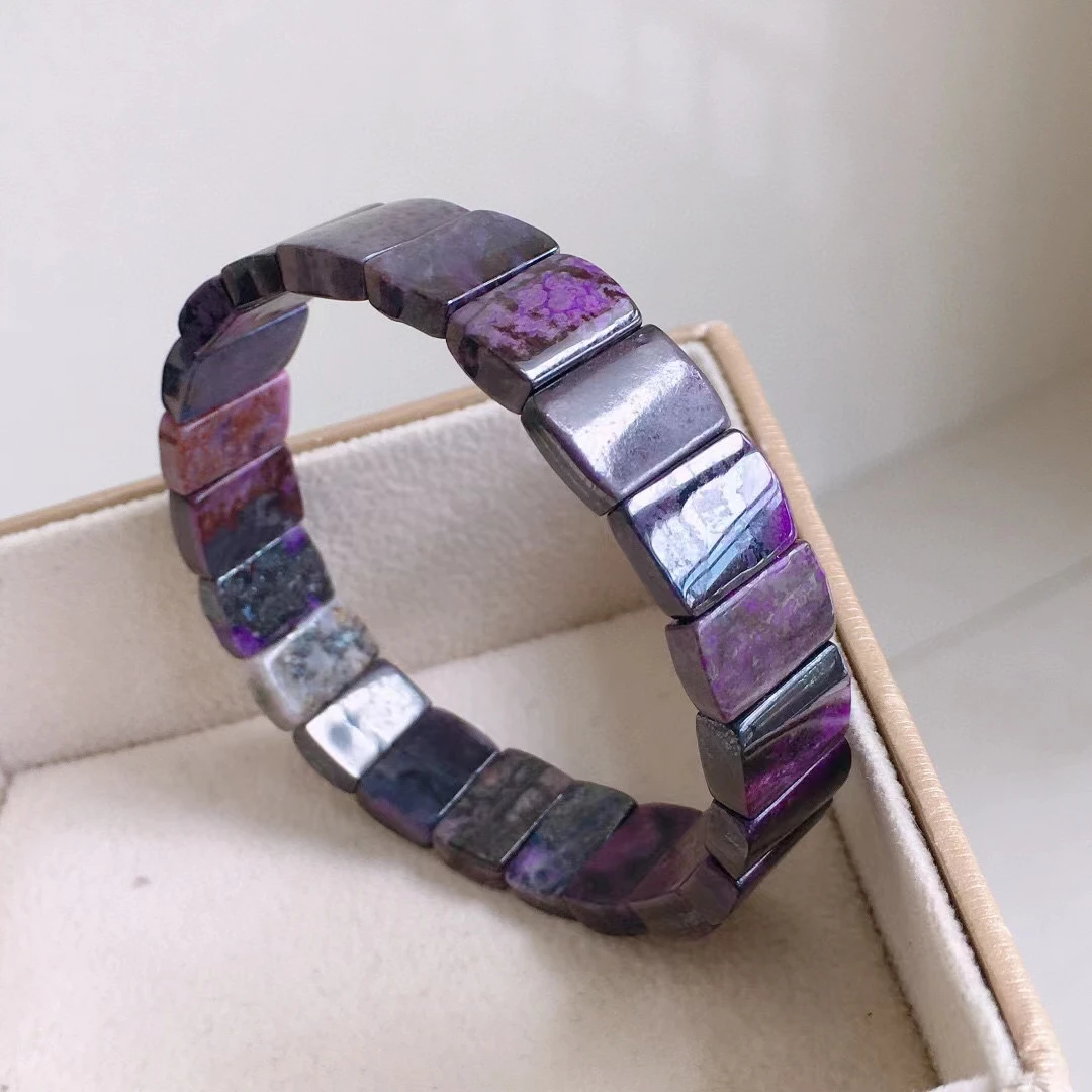 Natural Purple Sugilite Rectangle Beads Bracelet Bangle 11.8x9.7x4.4mm Women Fashion South Africa Sugilite Healing AAAAAA