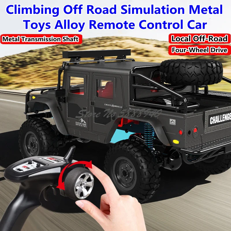 Metal Base Climbing Off Road Simulation Remote Control Truck 2.4G 4WD All Terrain LED Lighting High Speed RC Truck Vehicle Model