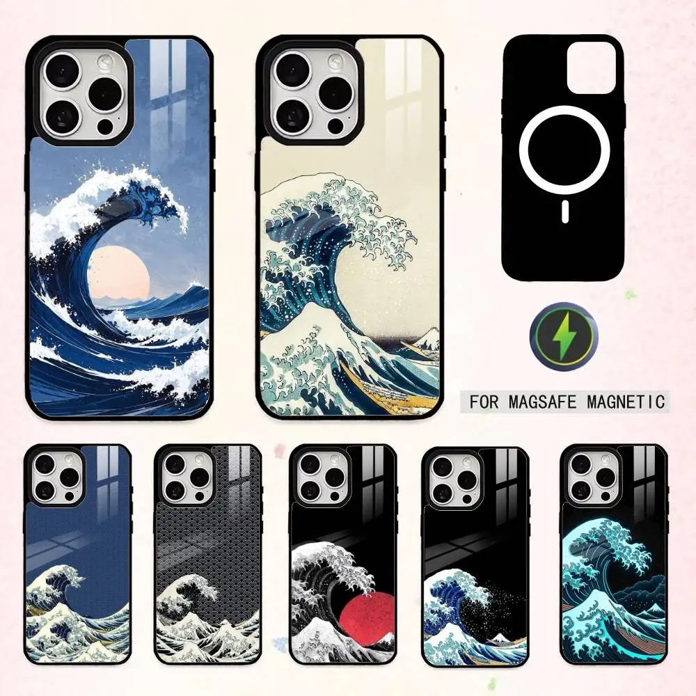 

cool G-Great W-Wave K-Kanagawa Phone Case For iPhone17,16,15,14,13,12,11 Plus,Pro Max Magnetic For Magsafe Wireless Charging