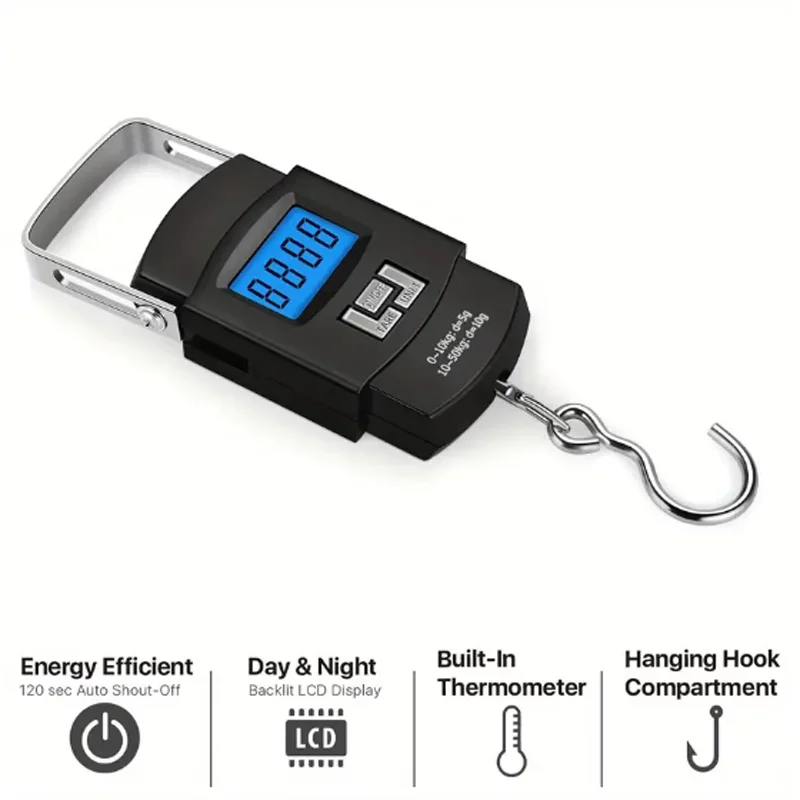 50kg/10g USB Charging Electronic Digital Scale Hanging Hook Fishing Travel Double Precision Luggage Weight Scale Balance Scales