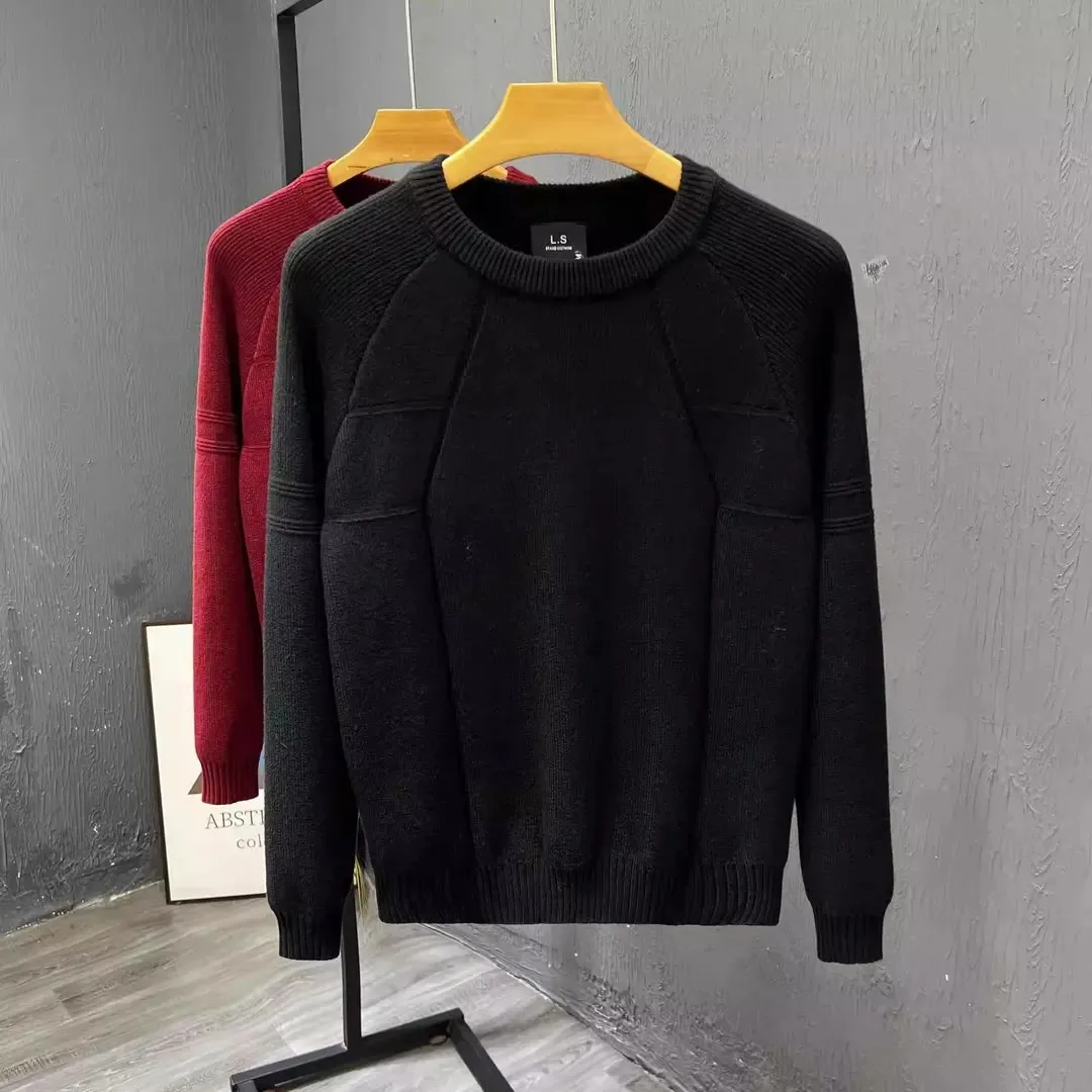 

Мужской модный утепленный вязаный свитер с круглым вырезом, пуловер, базовый слой, осенне-зимняя молодежная одежда, индивидуальный стиль