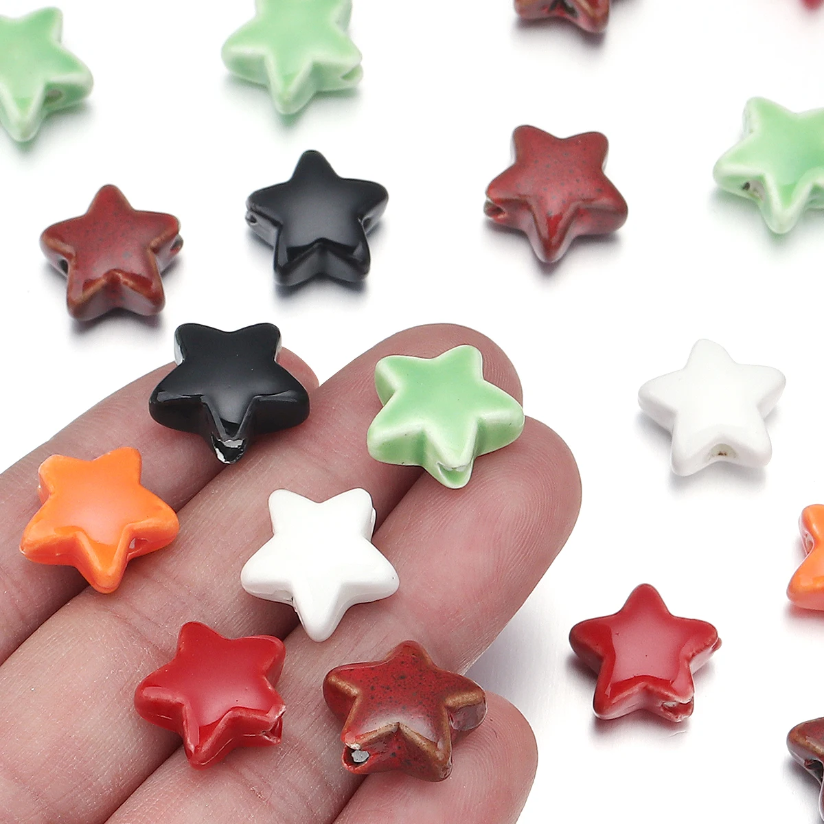 10pcs/lot 14mm Colorful Star Ceramic Beads Spacer Loose Beads For Jewelry Making DIY Bracelet Necklace Charms Accessories