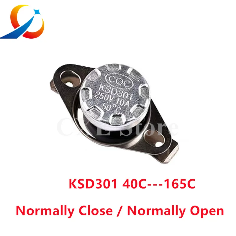 2pcs Bimetal thermostat KSD301 10A Temperature Switch Thermal Control 40~160C Degree Celsius Manual Reset Thermostat 40 65 90 95