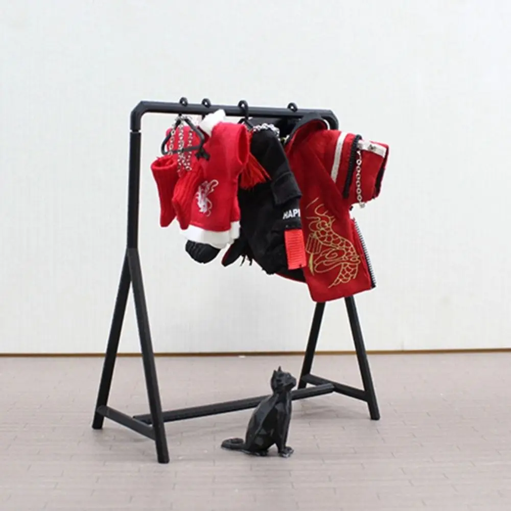 

1/12 Scale Clothes Rack Display Stand Garment Organizer Miniature Hangers Wardrobe Earrings Jewelry Dollhouse Clothing Rack