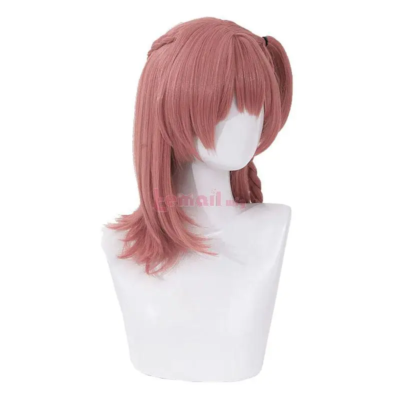 L-e-mail parrucca sintetica per capelli Honkai: Star Rail Asta parrucca Cosplay 46cm pompelmo rosa con trecce parrucca resistente al calore da donna