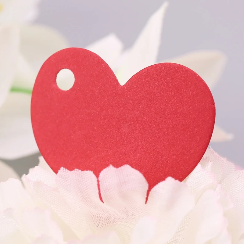 50Pcs Heart Shape Blank Kraft Paper Card Gift Tag Label DIY Party Wedding Crafts 87HA