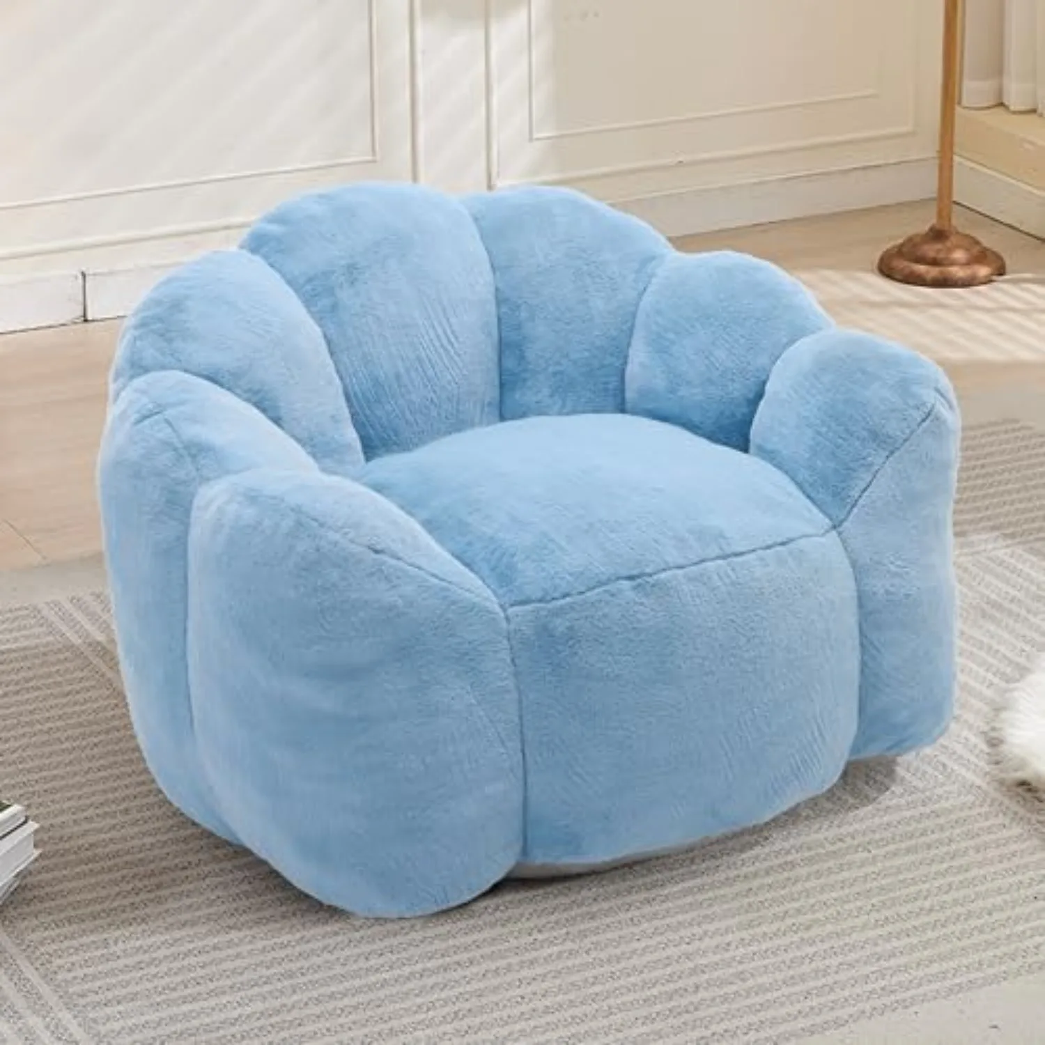 Bean Bag Chair for Adults, Floral Shaped Bean Bag Single Sofa, Ultra Soft Faux Fur Floor Sofa, Oversize Reading Chair