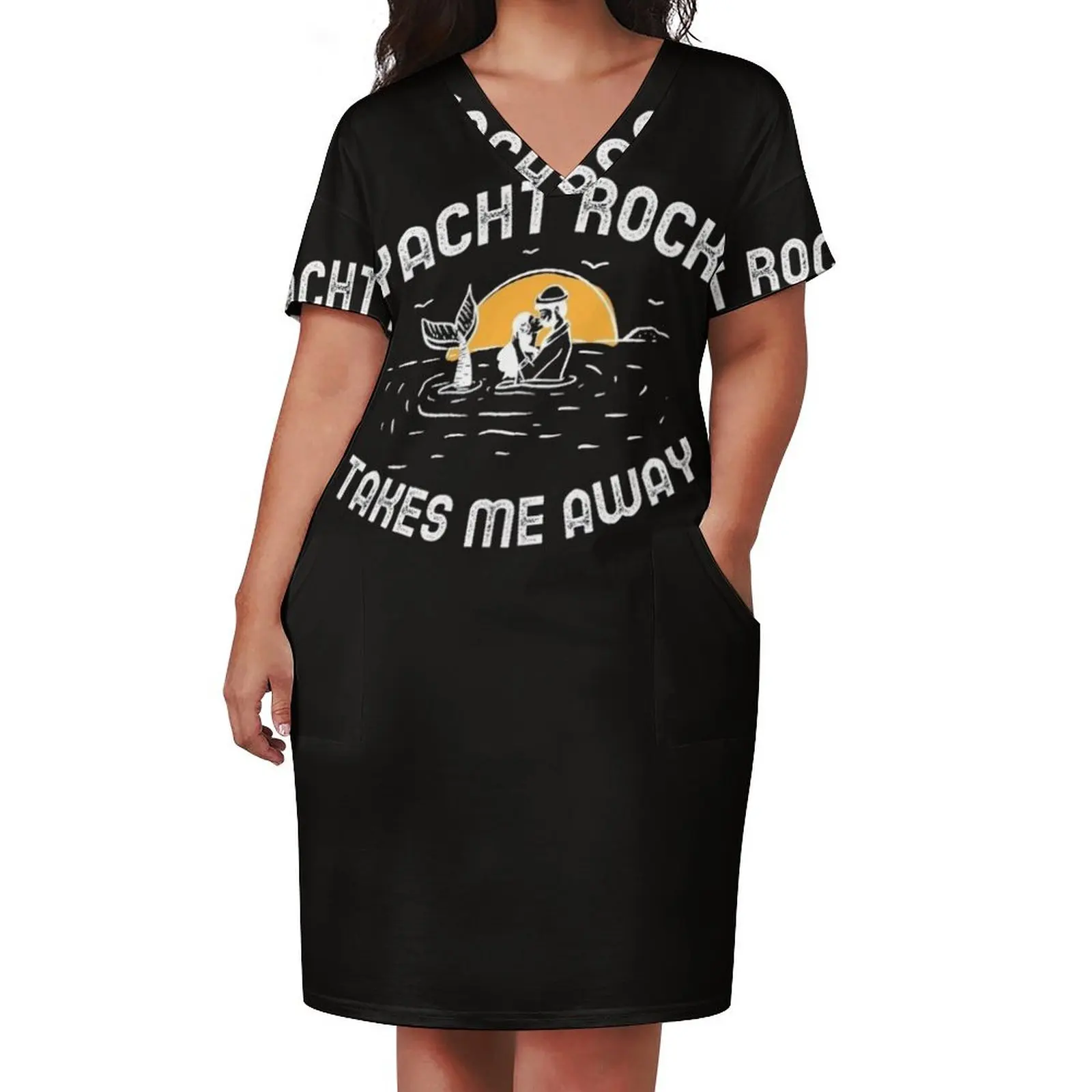 Yacht Rock Takes Me Away Loose Pocket Dress cocktail dresses women clothes