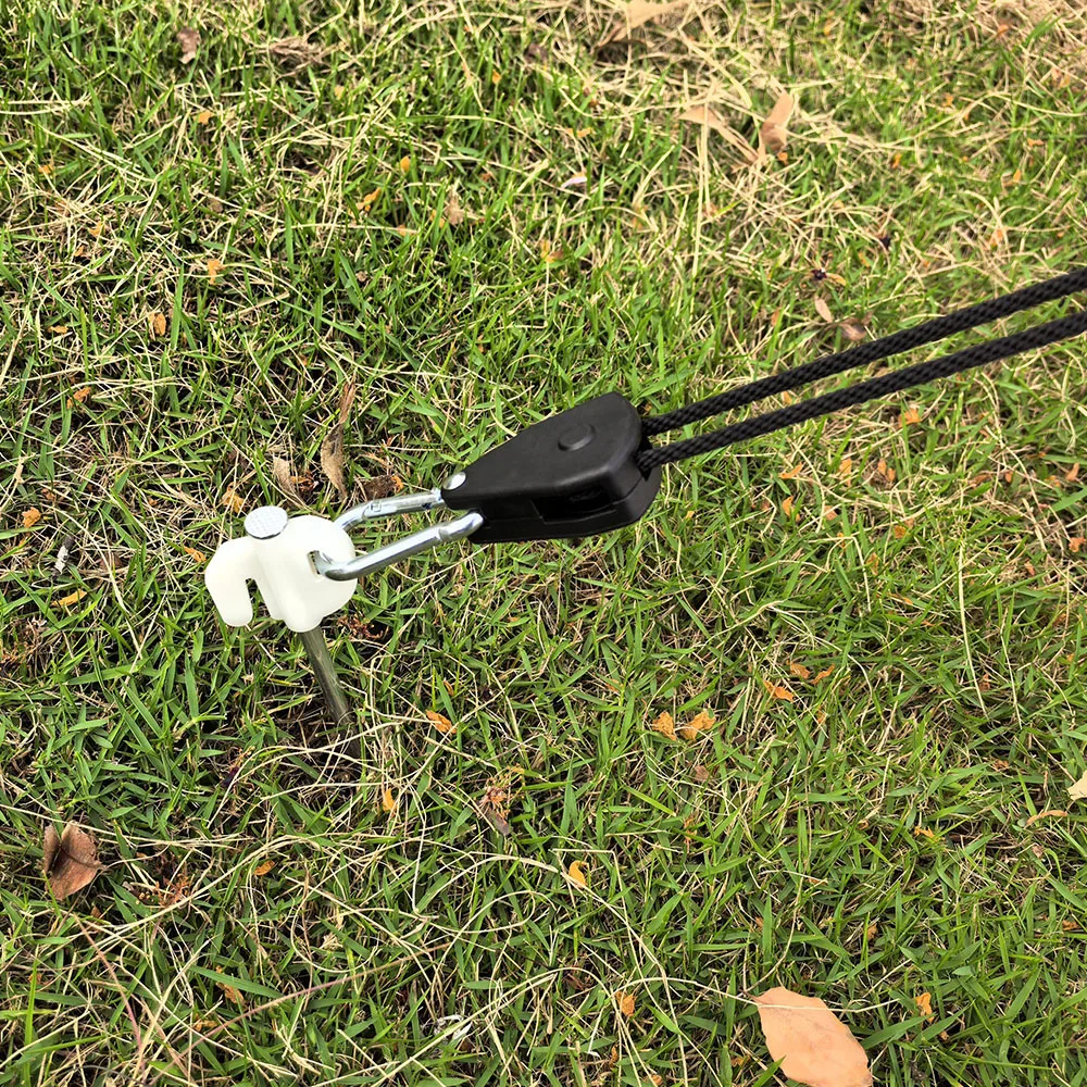 2,4M Campingzelt-Spannseil mit Ratsche, Befestigungsschlaufen, Markisen-Seilhaken, Baldachin-Schnalle, Seilspanner-Werkzeug – Detail 5