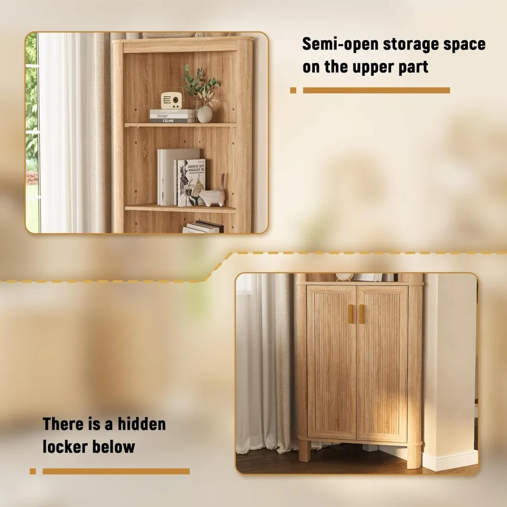 

69" Tall Corner Shelf with Doors, 6-Tier Corner Storage Cabinet with Doors, Space Saver Shelf, Customized