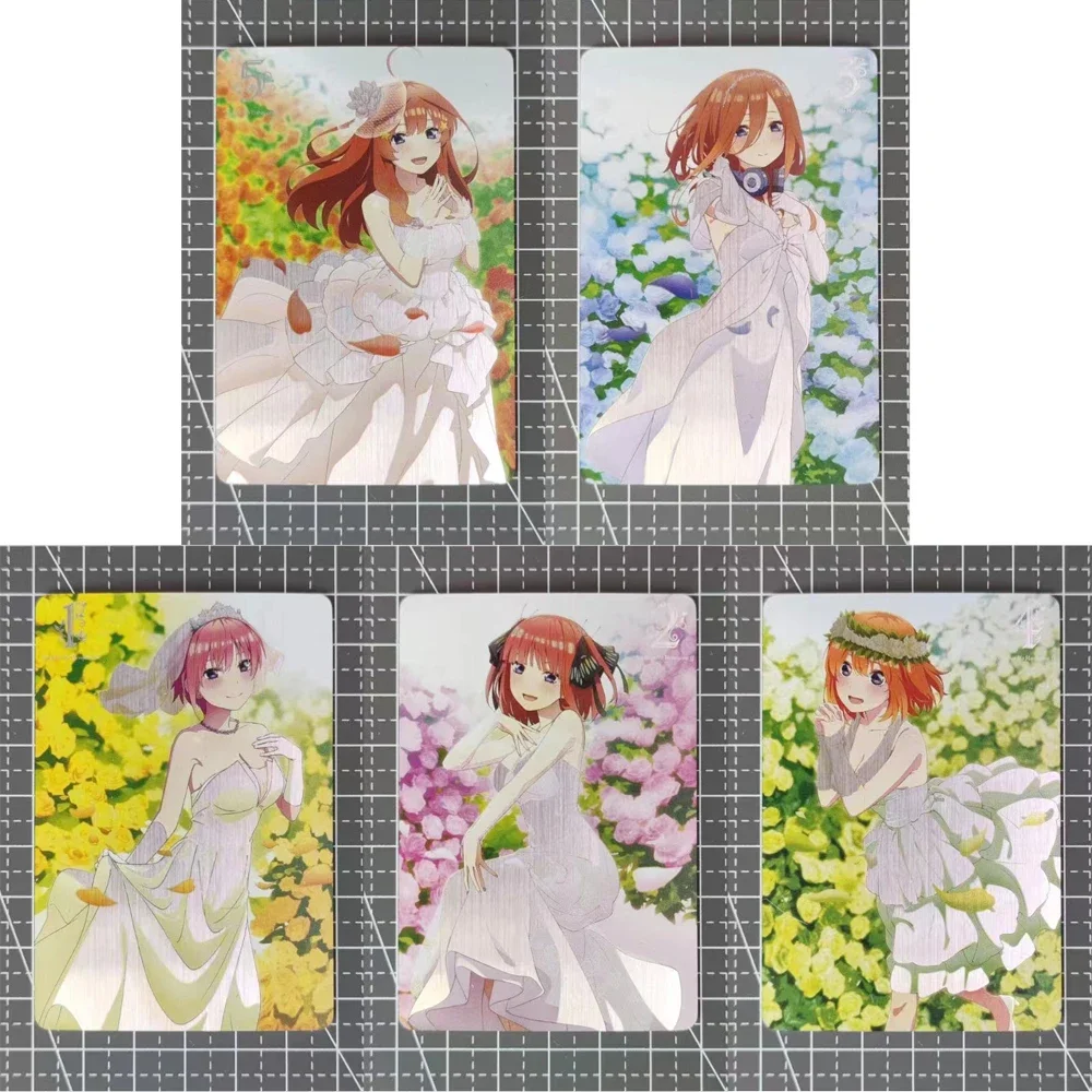 5Pcs/set The Quintessential Quintuplets Flash Card Nakano Miku Nakano Itsuki Wedding Dress Series Classic Anime Collection Cards