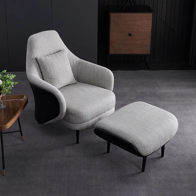 Italian cotton and linen single sofa chair living room tiger chair leisure lazy recliner simple balcony