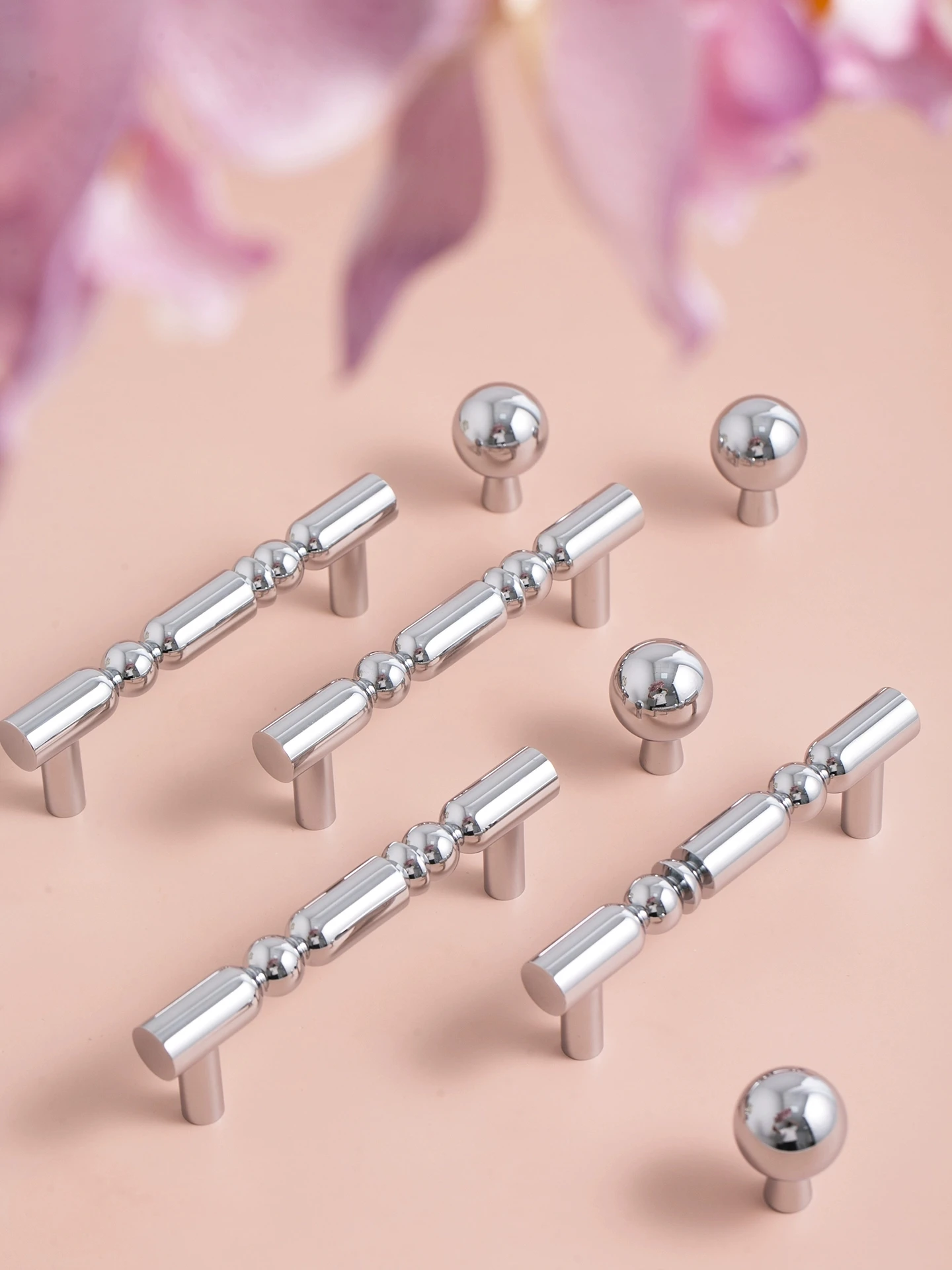 Furniture Solid Brass Silver Bedroom Cabinet Door Handles Wardrobe Shoe Cabinet Kitchen Drawer Brass T-Bar Long Handles Knobs