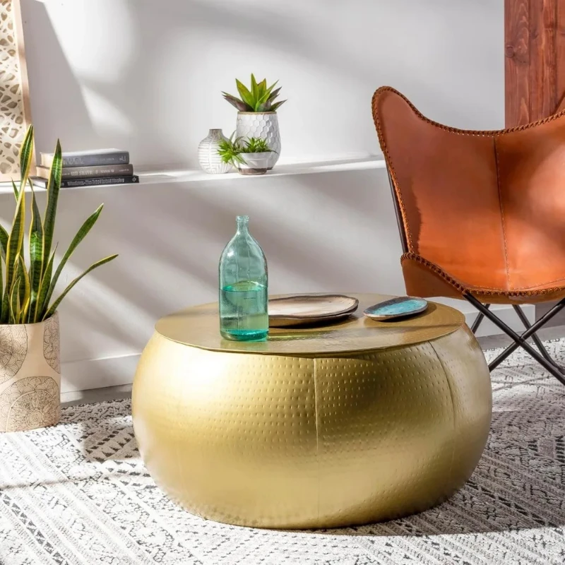 offee Table Modern Glam Gold Round Coffee Tables for Living Room - Mid Century Center Tables for Office & Home