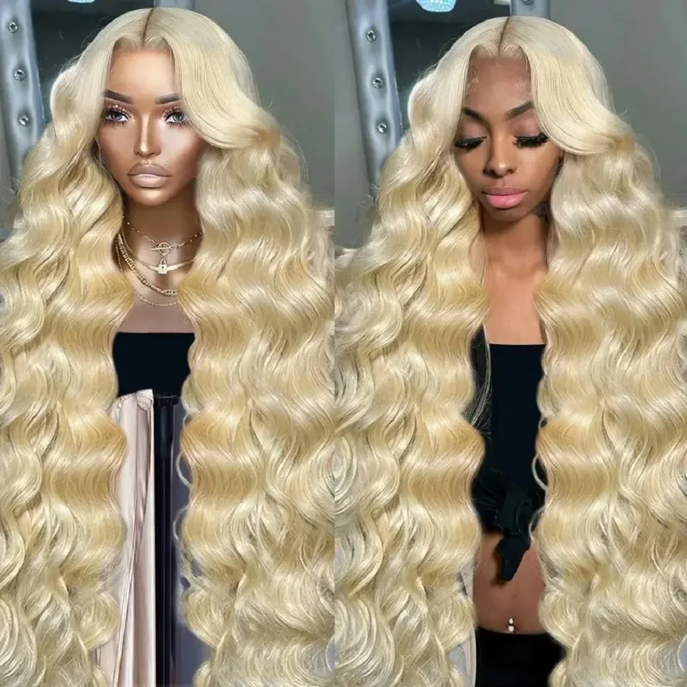 46 Inch HD Blonde 13x4 Lace Front Wigs 613 Blonde Body Wave Human Hair Wigs 200 Density 13x6 Transparent Full Lace Frontal Wigs